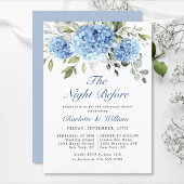 Elegant Waterverf Blue Hydrangea Rehearsal Dinner Kaart