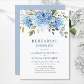 Elegant Waterverf Blue Hydrangea Rehearsal Dinner Kaart