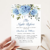 Elegant Waterverf Blue Hydrangea Rehearsal Dinner Kaart