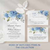 Elegant Waterverf Blue Hydrangea Rehearsal Dinner Kaart