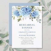 Elegant Waterverf Blue Hydrangea Rehearsal Dinner Kaart