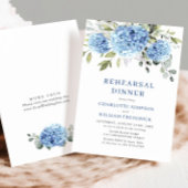 Elegant Waterverf Blue Hydrangea Rehearsal Dinner Kaart