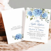Elegant Waterverf Blue Hydrangea Rehearsal Dinner Kaart