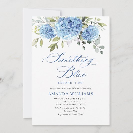 Elegant Waterverf Blue Hydrangea VRIJGEZELLENFEEST Kaart (Voorkant)