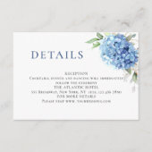 Elegant Waterverf Blue Hydrangea Wedding Details Informatiekaartje (Voorkant)