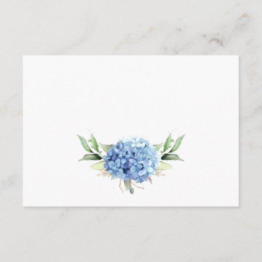 Elegant Waterverf Blue Hydrangea Wedding Details Informatiekaartje (Achterkant)