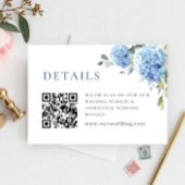 Elegant Waterverf Blue Hydrangea Wedding Details Informatiekaartje