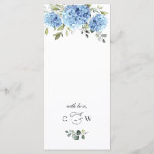 Elegant Waterverf Blue Hydrangea Wedding Menu (Achterkant)