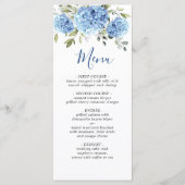 Elegant Waterverf Blue Hydrangea Wedding Menu (Voorkant)