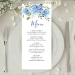 Elegant Waterverf Blue Hydrangea Wedding Menu<br><div class="desc">Voor verdere aanpassing,  te klikken gelieve de "pas verder"verbinding aan en ons ontwerphulpmiddel te gebruiken om deze sjabloon te wijzigen.</div>