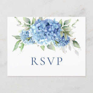 Elegant Waterverf Blue Hydrangea Wedding RSVP Briefkaart