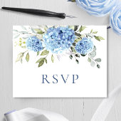Elegant Waterverf Blue Hydrangea Wedding RSVP Briefkaart
