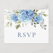 Elegant Waterverf Blue Hydrangea Wedding RSVP Briefkaart (Voorkant)