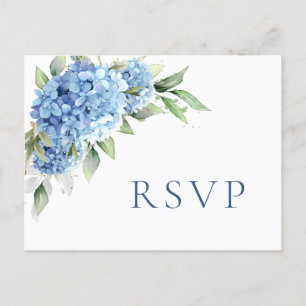 Elegant Waterverf Blue Hydrangea Wedding RSVP Briefkaart