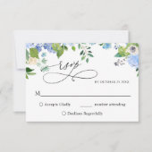 Elegant Waterverf Blue Hydrangea Wedding RSVP Kaartje (Voorkant)