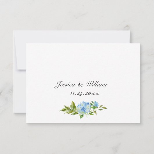 Elegant Waterverf Blue Hydrangea Wedding RSVP Kaartje (Achterkant)