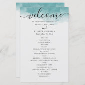 Elegant waterverf blue-nautische bruiloft programm (Voorkant / Achterkant)