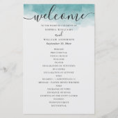 Elegant waterverf blue-nautische bruiloft programm (Voorkant)