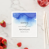 Elegant waterverf blue nautische strandbruiloft servet (Insitu)