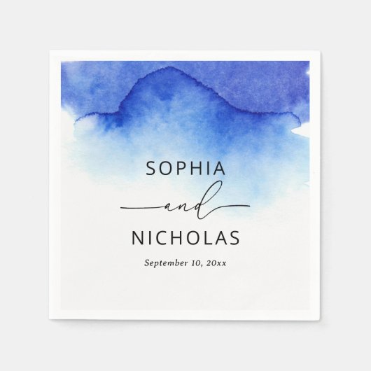 Elegant waterverf blue nautische strandbruiloft servet (Voorkant)