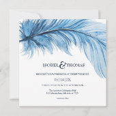 Elegant Waterverf Blue Navy Feather Wedding Kaart (Voorkant)