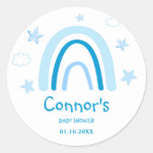 Elegant Waterverf Blue Rainbow Baby shower Ronde Sticker (Voorkant)