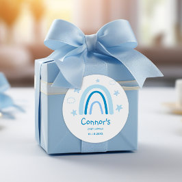 Elegant Waterverf Blue Rainbow Baby shower Ronde Sticker