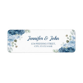 Elegant Waterverf Blue Roos Floral Return Address Etiket