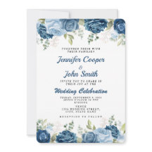 Elegant Waterverf Blue Rozen Floral Wedding