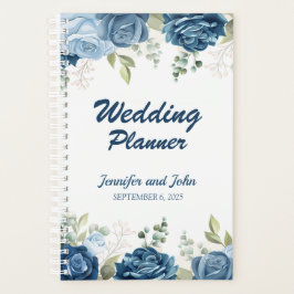 Elegant Waterverf Blue Rozen Floral Wedding Planner