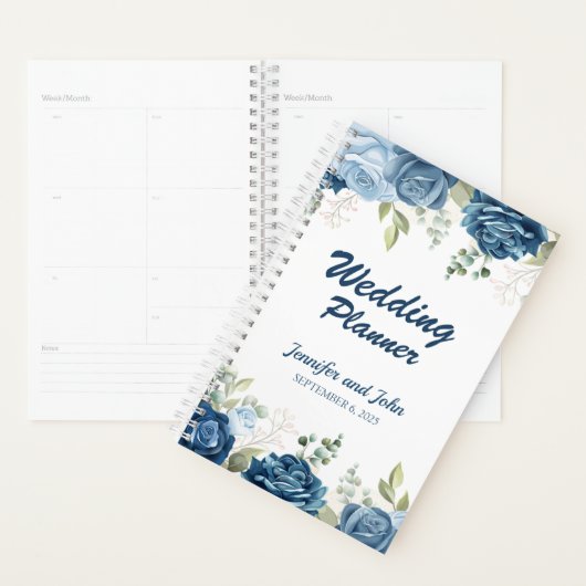 Elegant Waterverf Blue Rozen Floral Wedding Planner (Display)