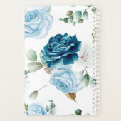 Elegant Waterverf Blue Rozen Floral Wedding Planner (Achterkant)