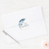 Elegant Waterverf Blue Rozen Floral Wedding Ronde Sticker (Envelop)