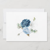 Elegant Waterverf Blue Rozen Floral Wedding Save The Date (Achterkant)