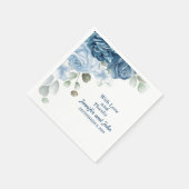 Elegant Waterverf Blue Rozen Floral Wedding Servet (Hoek)