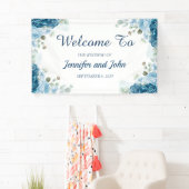 Elegant Waterverf Blue Rozen Floral Wedding Spandoek (Insitu)