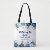 Elegant Waterverf Blue Rozen Floral Wedding Tote Bag (Voorkant)
