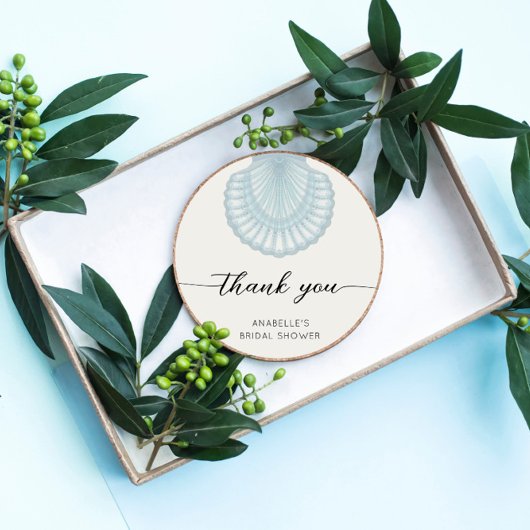 Elegant Waterverf Blue Shell Bridal Shover Ronde Sticker