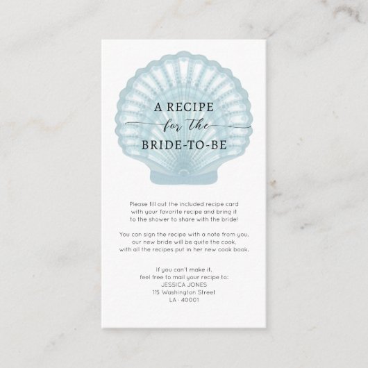 Elegant Waterverf Blue Shell Vrijgezellenfeest Rec Informatiekaartje (Voorkant)