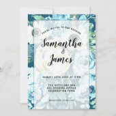 Elegant Waterverf Blue White Floral, bruiloft Kaart (Voorkant)