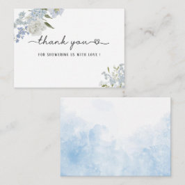 Elegant Waterverf Blue Wildflower Baby shower Notitiekaartje