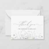 Elegant Waterverf Blue Wildflower Baby shower Notitiekaartje (Voorkant)