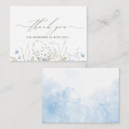 Elegant Waterverf Blue Wildflower Baby shower Notitiekaartje