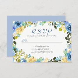 Elegant Waterverf Blue Yellow Floral met RSVP