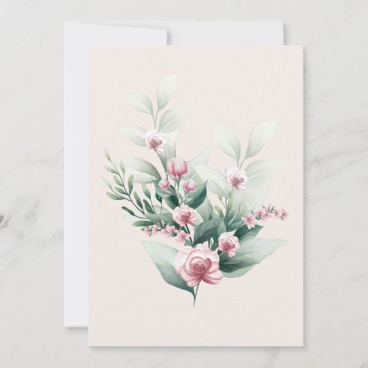 Elegant Waterverf Blush Dusty Roos Floral Kaart (Achterkant)