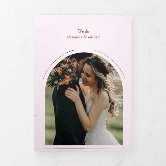 Elegant Waterverf Blush Dusty Roos Floral Wedding Drieluik Uitnodiging (Cover)