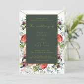 Elegant Waterverf Blush Floral Greenery bruiloft Kaart (Staand voorkant)
