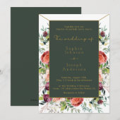 Elegant Waterverf Blush Floral Greenery bruiloft Kaart (Voorkant / Achterkant)