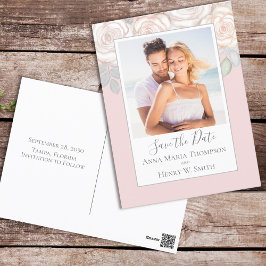 Elegant Waterverf Blush Floral kalligrafie Foto Briefkaart