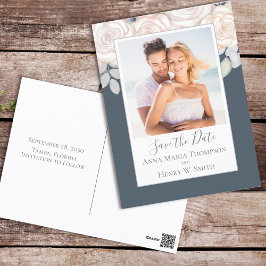 Elegant Waterverf Blush Floral kalligrafie Foto Briefkaart